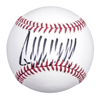 Donald Trump Signed OML Manfred Baseball (JSA)